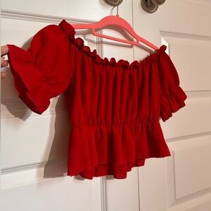 Red blouse crop top